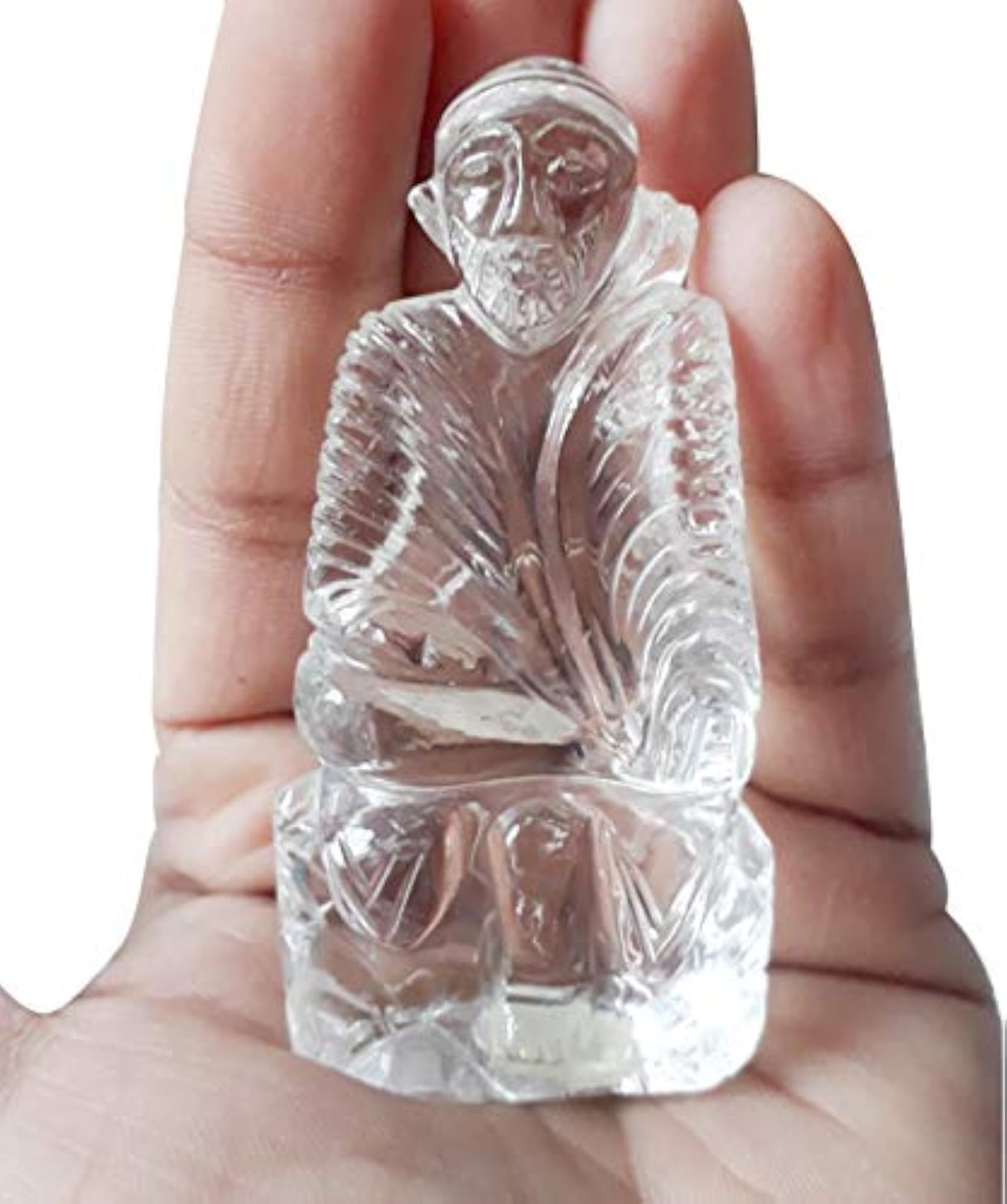 Sphatik Crystal Saibaba Idol for Spiritual Blessings